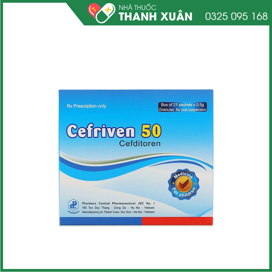 Cốm pha hỗn dịch Cefriven 50 điều trị các nhiễm khuẩn